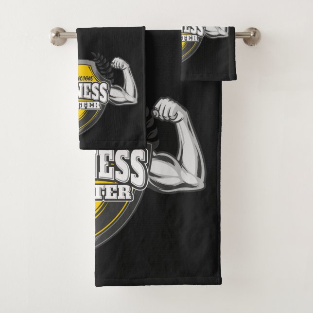 Personalisiert NAME Muskel-Fitness-Trainingsgerät Badhandtuch Set (Insitu)