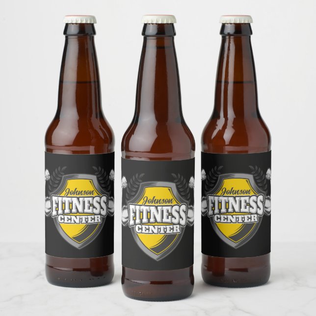 Personalisiert NAME Muskel-Fitness-Trainingsgerät Bierflaschenetikett (Flaschen)