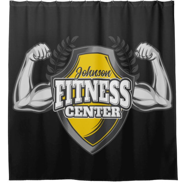 Personalisiert NAME Muskel-Fitness-Trainingsgerät Duschvorhang (Vorderseite)