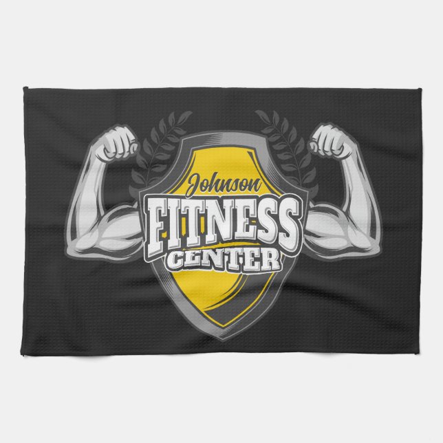 Personalisiert NAME Muskel-Fitness-Trainingsgerät Geschirrtuch (Horizontal)
