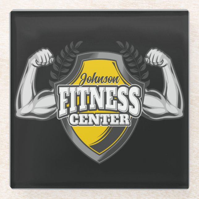 Personalisiert NAME Muskel-Fitness-Trainingsgerät Glasuntersetzer (Vorderseite)