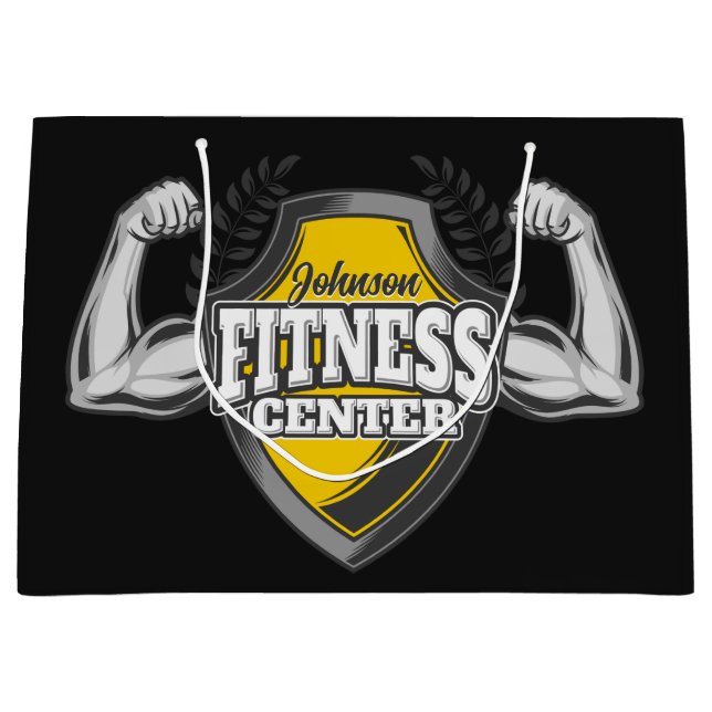 Personalisiert NAME Muskel-Fitness-Trainingsgerät Große Geschenktüte (Vorderseite)