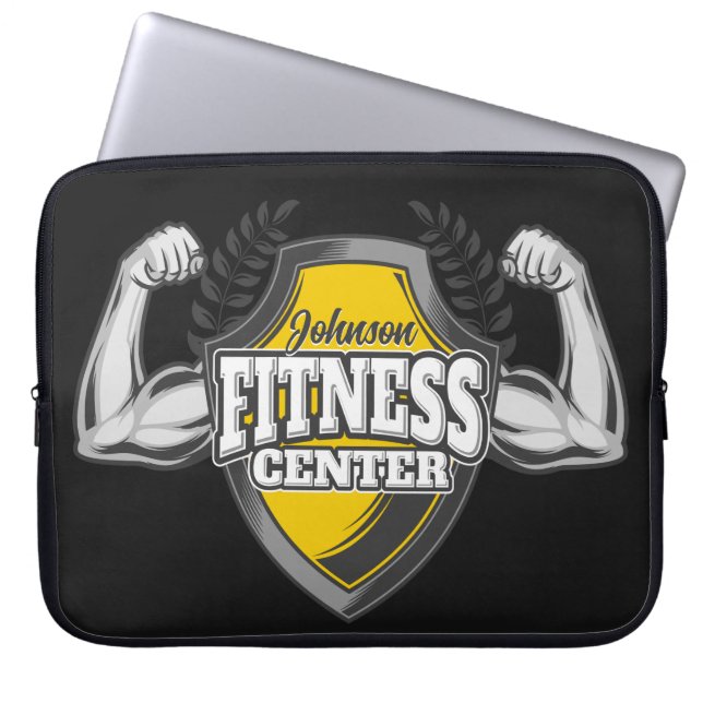 Personalisiert NAME Muskel-Fitness-Trainingsgerät Laptopschutzhülle (Vorderseite)