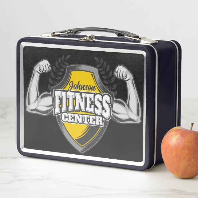 Personalisiert NAME Muskel-Fitness-Trainingsgerät Metall Brotdose (Beispiel)