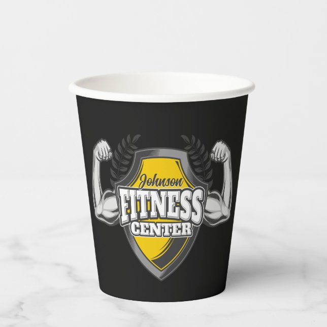 Personalisiert NAME Muskel-Fitness-Trainingsgerät Pappbecher (Vorderseite)