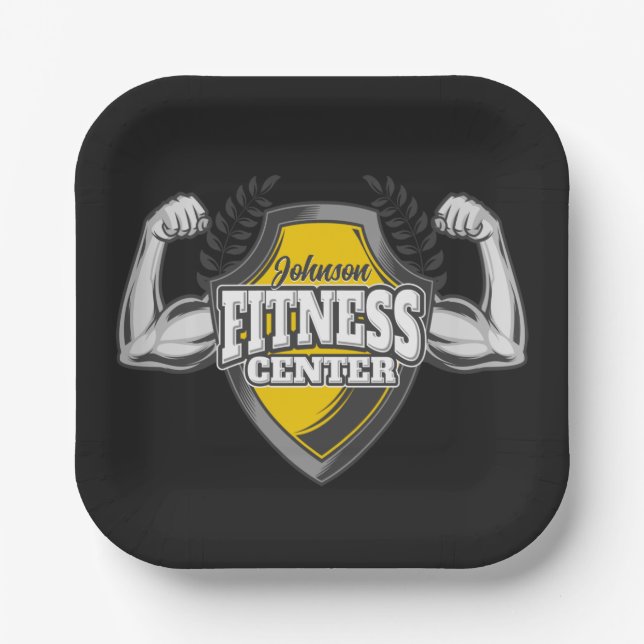 Personalisiert NAME Muskel-Fitness-Trainingsgerät Pappteller (Vorderseite)