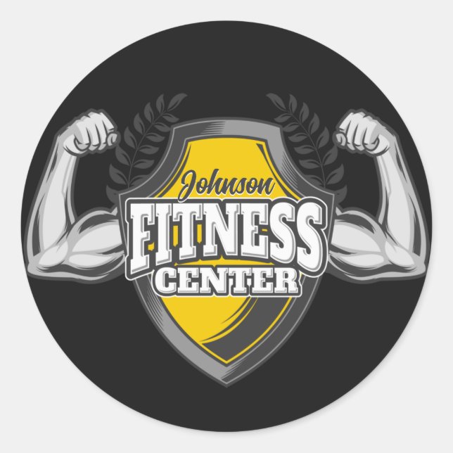 Personalisiert NAME Muskel-Fitness-Trainingsgerät Runder Aufkleber (Vorderseite)