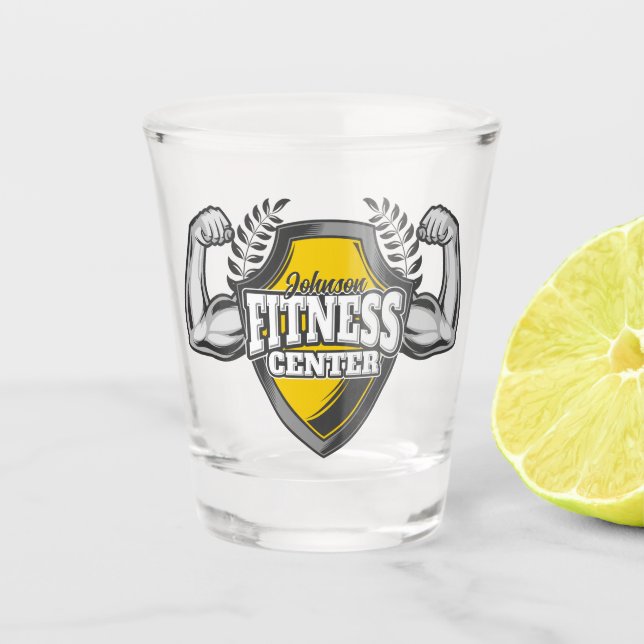 Personalisiert NAME Muskel-Fitness-Trainingsgerät Schnapsglas (Vorderseite)