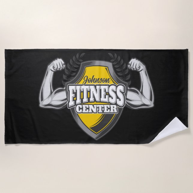 Personalisiert NAME Muskel-Fitness-Trainingsgerät Strandtuch (Vorderseite)