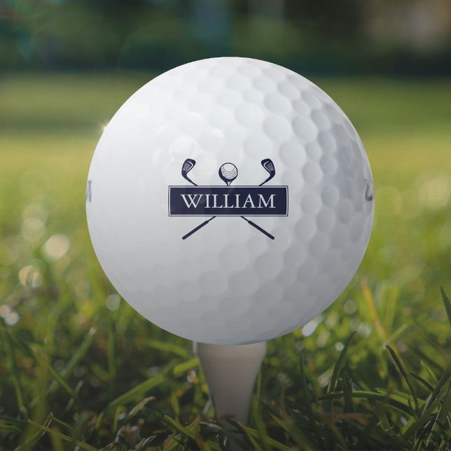 Personalisiert Name Navy Blue Clubs Golfball (Personalized Name Navy Blue Clubs Golf Balls)