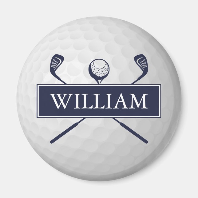 Personalisiert Name Navy Blue Golf Ball Magnet (Vorne)