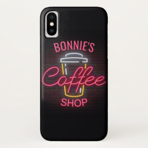 Personalisiert NAME Neon Style Coffee Shop Custom Case-Mate iPhone Hülle