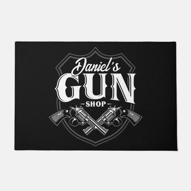 Personalisiert NAME Old Revolvers Gun Shop Feuerwa Fußmatte (Vorderseite)