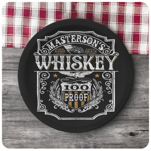 Personalisiert NAME Old West Whiskey Brauerei Bar Pappteller