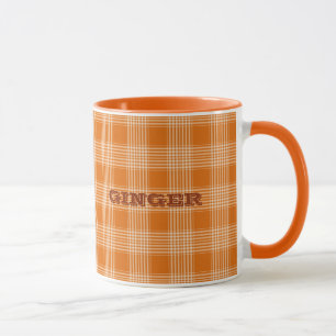 Personalisiert Name Orange Kariert Gingham Pattern Tasse
