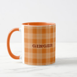 Personalisiert Name Orange Kariert Gingham Pattern Tasse