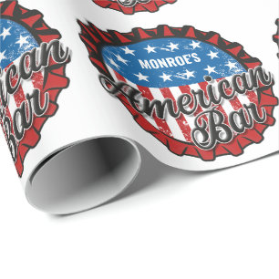 Personalisiert NAME Patriotic USA Flag American Ba Geschenkpapier