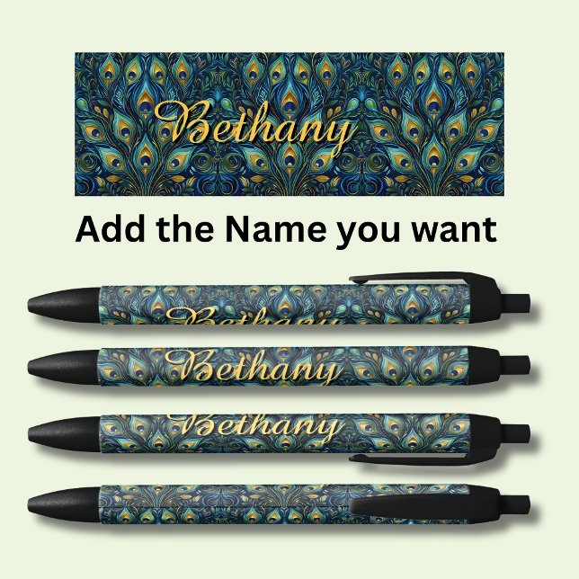 Personalisiert Name Peacock Feathers Kugelschreiber (Von Creator hochgeladen)