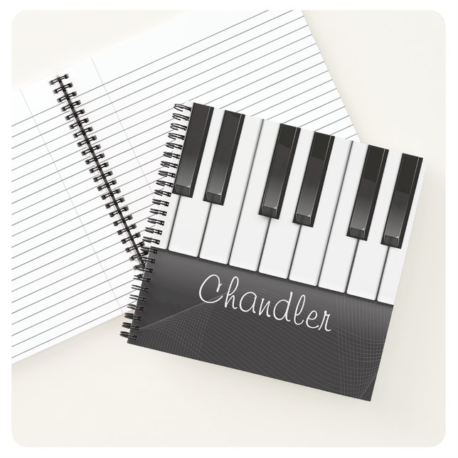 Personalisiert NAME Pianist Piano Keys Music Teach Notizbuch (Von Creator hochgeladen)
