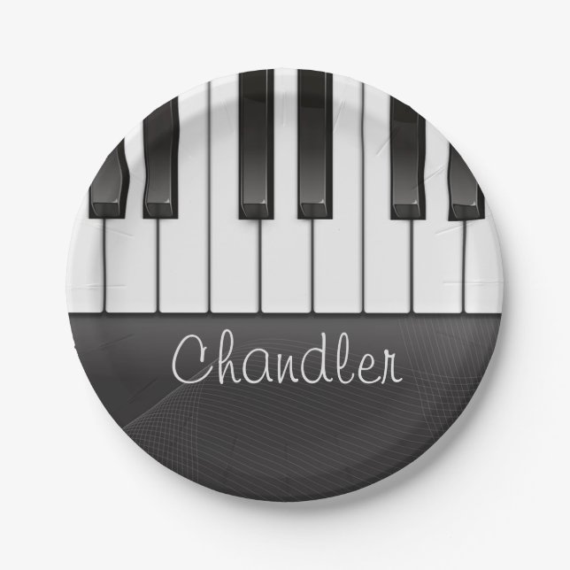 Personalisiert NAME Pianist Piano Keys Music Teach Pappteller (Vorderseite)