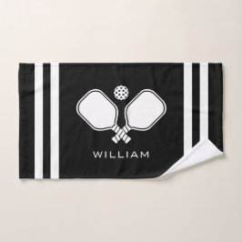 Personalisiert Name Pickleball Black Stripes Handtuch