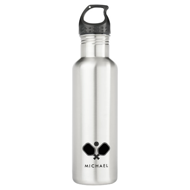 Personalisiert Name Pickleball Player Edelstahlflasche (Vorderseite)