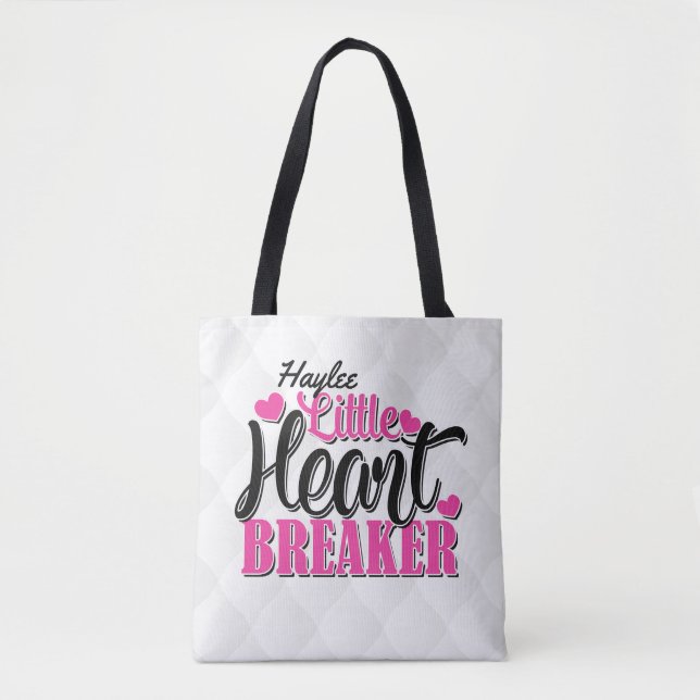 Personalisiert NAME Pink Kleiner Herzschlag Tasche (Vorderseite)