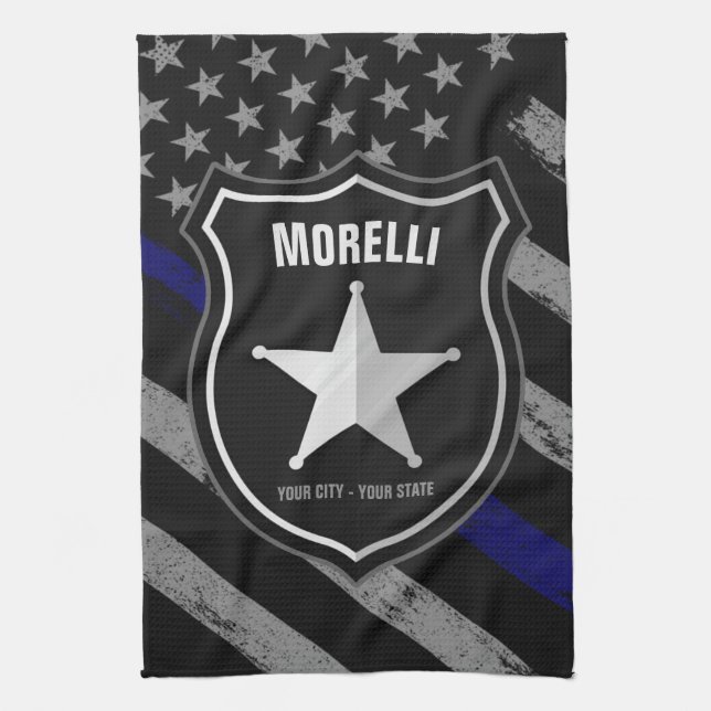 Personalisiert NAME Police Officer Sheriff Polizis Geschirrtuch (Vertikal)