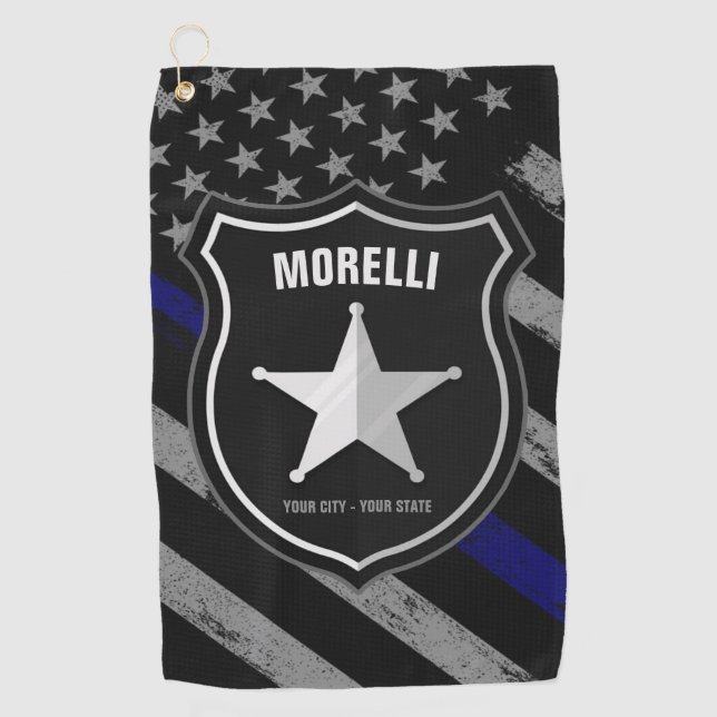 Personalisiert NAME Police Officer Sheriff Polizis Golfhandtuch (Vorderseite)