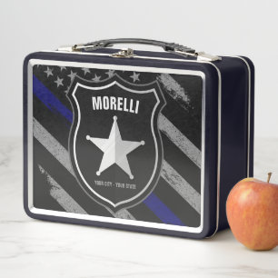Personalisiert NAME Police Officer Sheriff Polizis Metall Brotdose