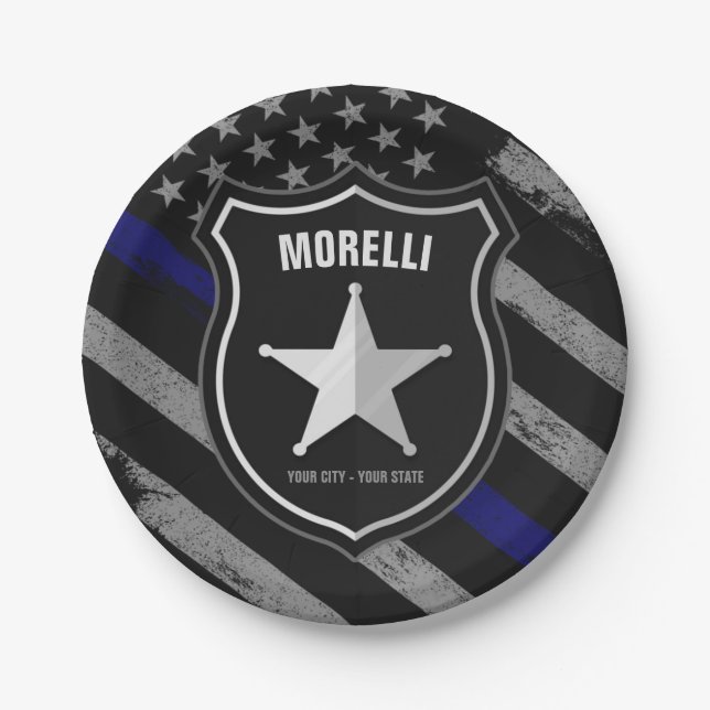 Personalisiert NAME Police Officer Sheriff Polizis Pappteller (Vorderseite)