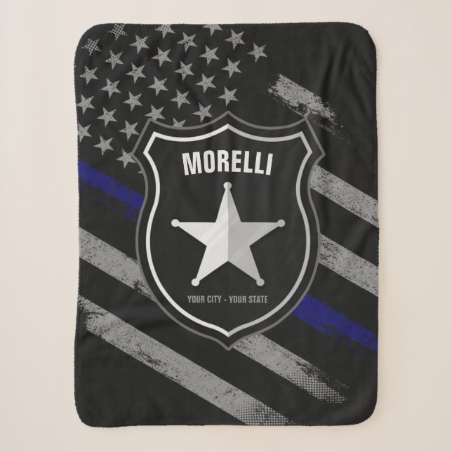Personalisiert NAME Police Officer Sheriff Polizis Sherpadecke (Vorderseite)