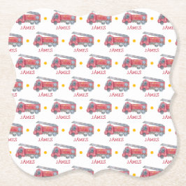 Personalisiert Name Red Fire LKW Party Untersetzer