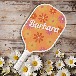 Personalisiert Name Retro Blume Power Pickleball Schläger