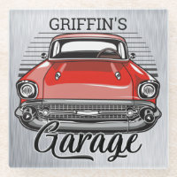 Personalisiert NAME Retro Red Classic Autogarage