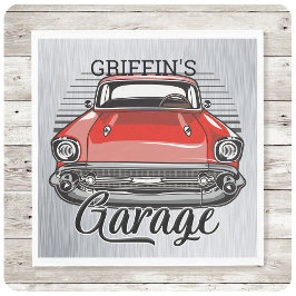 Personalisiert NAME Retro Red Classic Autogarage Serviette