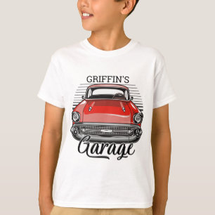 Personalisiert NAME Retro Red Classic Autogarage T-Shirt