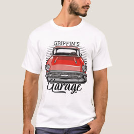 Personalisiert NAME Retro Red Classic Autogarage T-Shirt