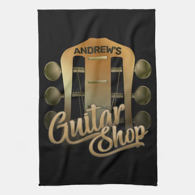 Personalisiert NAME Rock Music Gitarre Shop Musike Geschirrtuch (Vertikal)