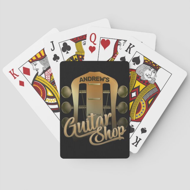 Personalisiert NAME Rock Music Gitarre Shop Musike Spielkarten (Rückseite)