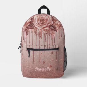 Personalisiert Name Rose Gold Drilling Glitzer Bedruckter Rucksack
