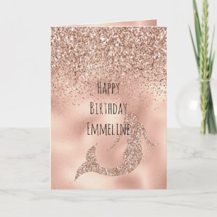 Personalisiert Name Rose Gold Glitzer Mermaid   Karte