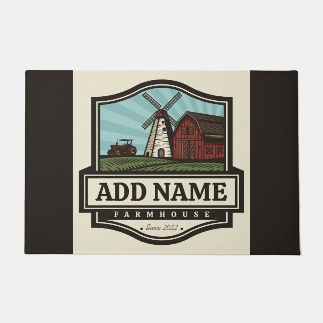 Personalisiert NAME Rustikales Bauernhaus Alte Win Fußmatte (Vorderseite)