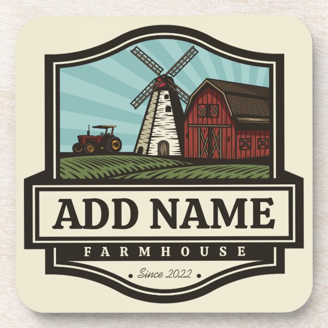 Personalisiert NAME Rustikales Bauernhaus Alte Win Getränkeuntersetzer (Vorderseite)
