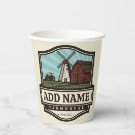 Personalisiert NAME Rustikales Bauernhaus Alte Win Pappbecher