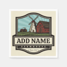 Personalisiert NAME Rustikales Bauernhaus Alte Win Serviette