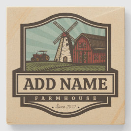 Personalisiert NAME Rustikales Bauernhaus Alte Win Steinuntersetzer