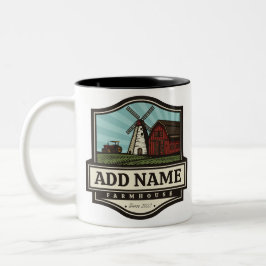 Personalisiert NAME Rustikales Bauernhaus Alte Win Zweifarbige Tasse