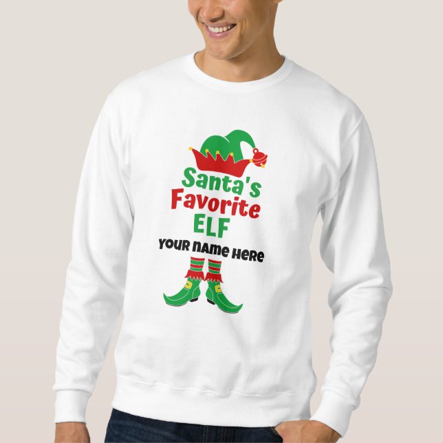 Personalisiert Name Santa's Lieblings-Elf-T - Shir Sweatshirt (Vorderseite)