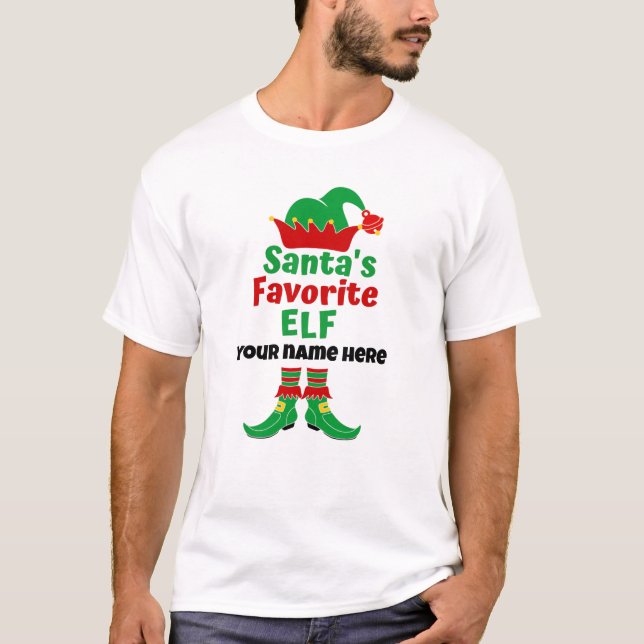 Personalisiert Name Santa's Lieblings-Elf-T - Shir T-Shirt (Vorderseite)